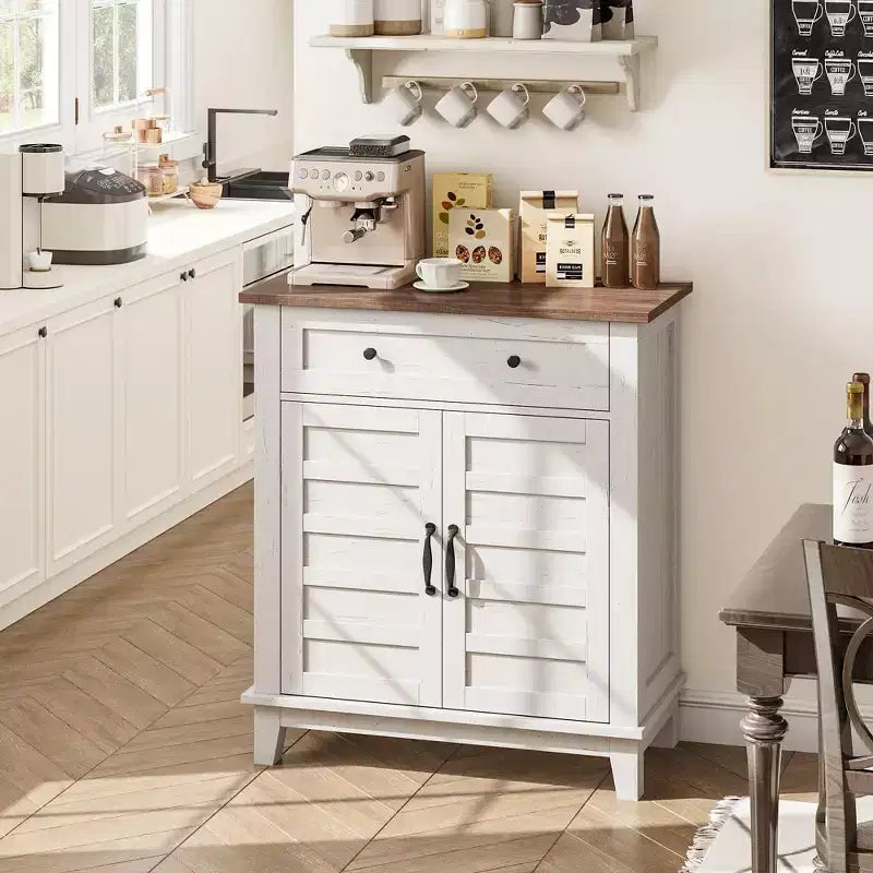 Marrone/Bianco, Mobile Contenitore a 3 Livelli Stile Rustico con Cassetto, Montaggio per 1 Persona