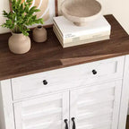 Marrone/Bianco, Mobile Contenitore a 3 Livelli Stile Rustico con Cassetto, Montaggio per 1 Persona