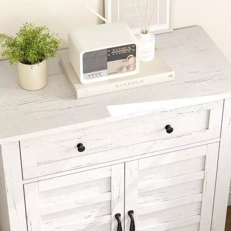 Marrone/Bianco, Mobile Contenitore a 3 Livelli Stile Rustico con Cassetto, Montaggio per 1 Persona