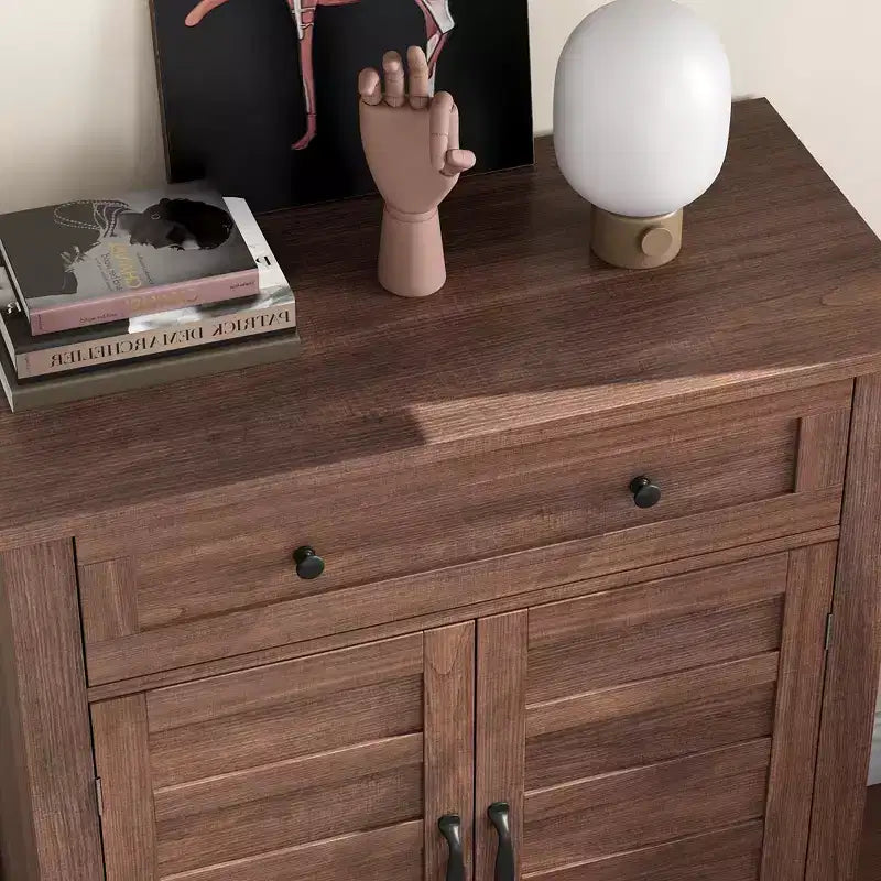 Marrone/Bianco, Mobile Contenitore a 3 Livelli Stile Rustico con Cassetto, Montaggio per 1 Persona