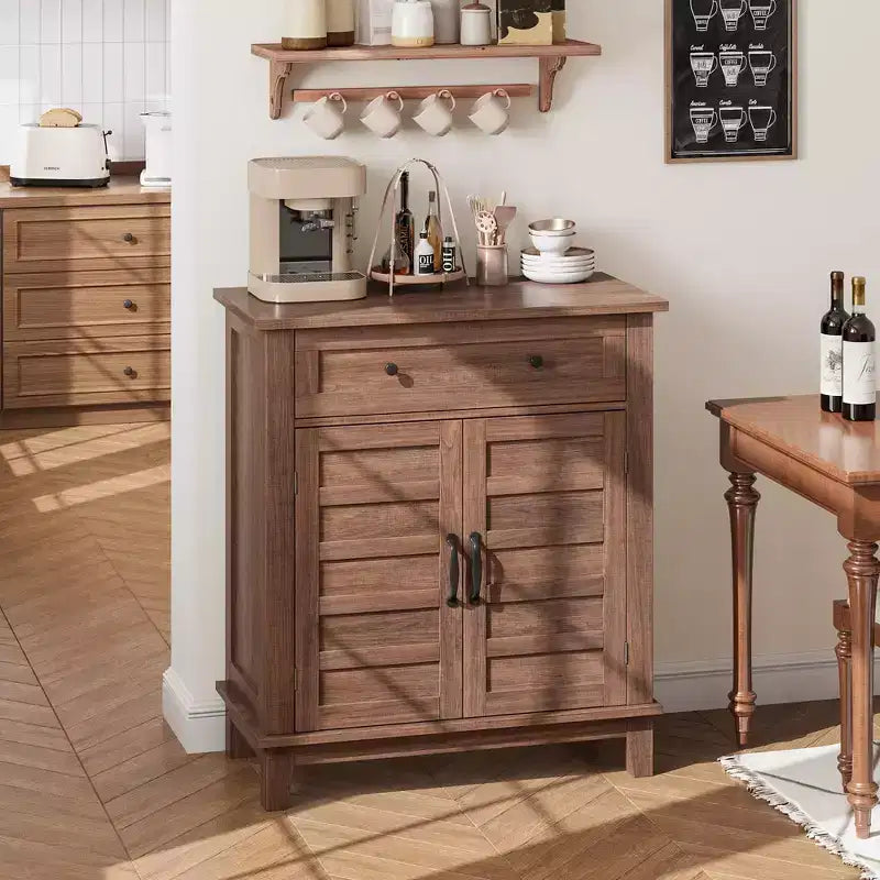 Marrone/Bianco, Mobile Contenitore a 3 Livelli Stile Rustico con Cassetto, Montaggio per 1 Persona