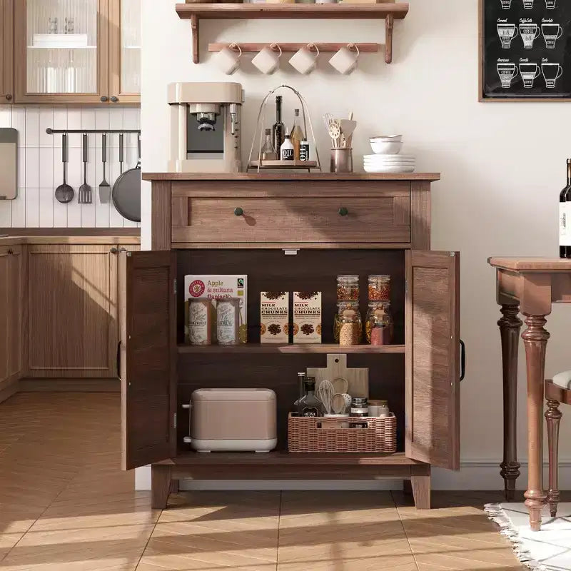 Marrone/Bianco, Mobile Contenitore a 3 Livelli Stile Rustico con Cassetto, Montaggio per 1 Persona