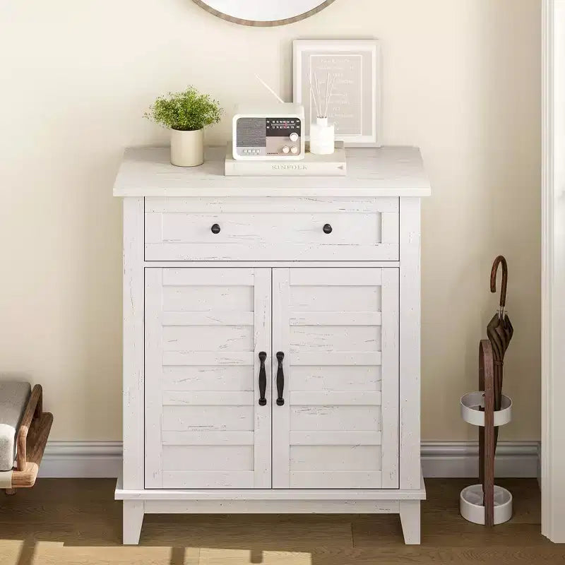 Marrone/Bianco, Mobile Contenitore a 3 Livelli Stile Rustico con Cassetto, Montaggio per 1 Persona