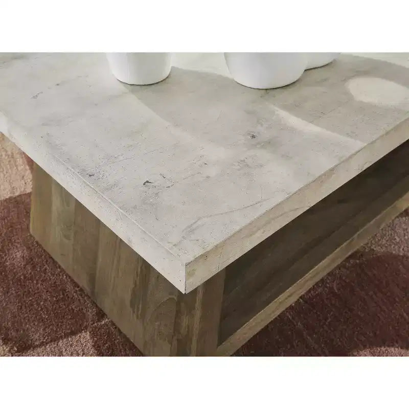 Tavolino rettangolare grigio e marrone con ruote | 1 pezzo | Salotto