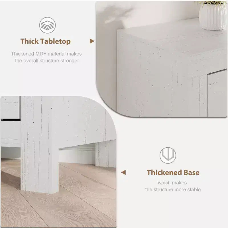 Mobile TV Rustico Bianco/Color Legno con Cassetti e Ripiano per Soundbar – Adatto fino a 80"