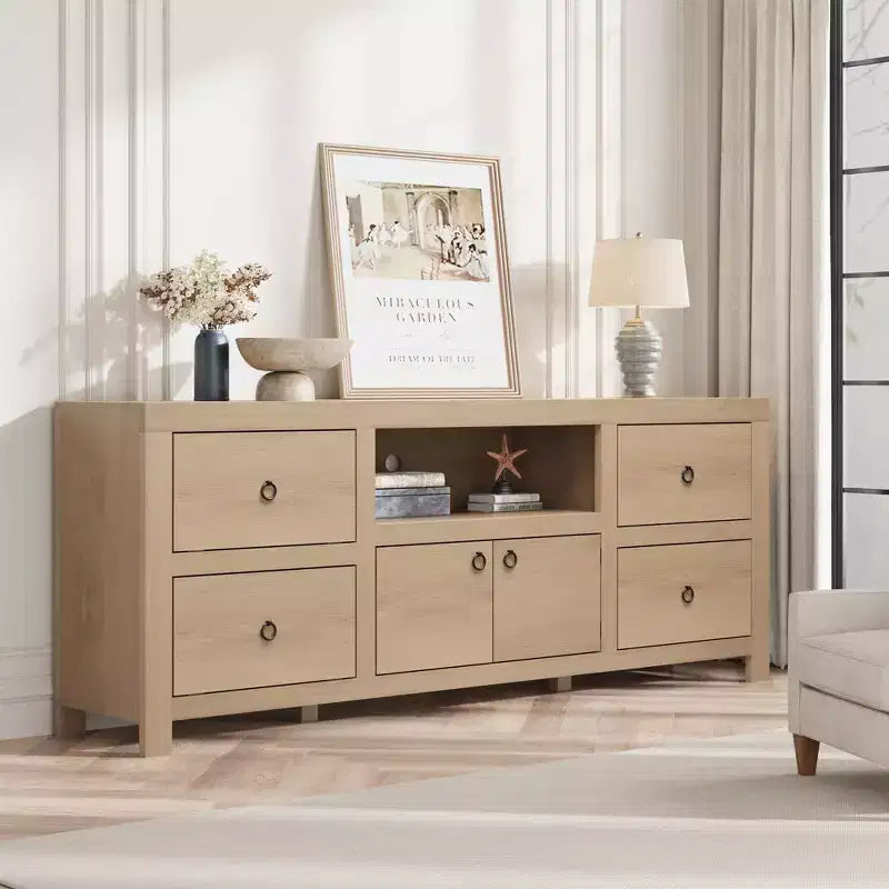 Mobile TV Rustico Bianco/Color Legno con Cassetti e Ripiano per Soundbar – Adatto fino a 80"