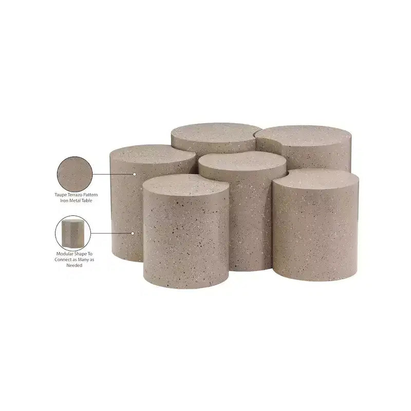 Nero opaco / Oro spazzolato / Argento / Terrazzo – Tavolino esagonale modulare, collegabile, pezzo singolo