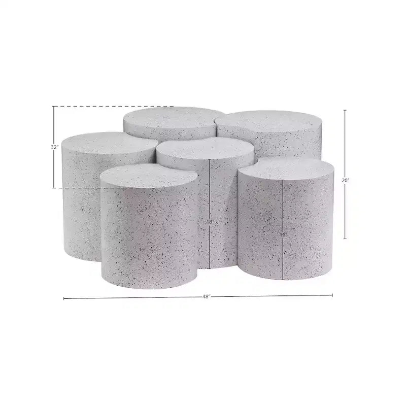Nero opaco / Oro spazzolato / Argento / Terrazzo – Tavolino esagonale modulare, collegabile, pezzo singolo
