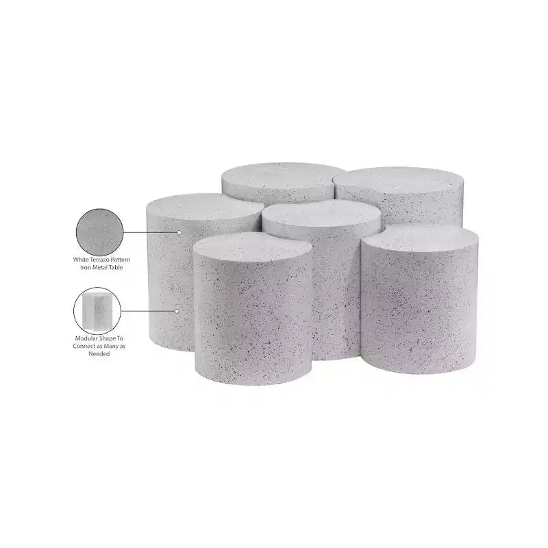 Nero opaco / Oro spazzolato / Argento / Terrazzo – Tavolino esagonale modulare, collegabile, pezzo singolo