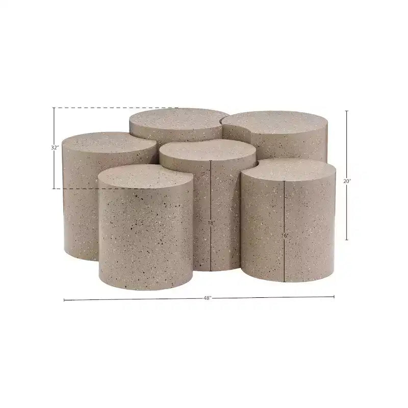 Nero opaco / Oro spazzolato / Argento / Terrazzo – Tavolino esagonale modulare, collegabile, pezzo singolo