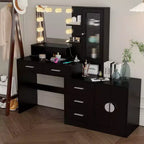 Tavolo da Trucco Illuminato Bianco/Nero con Cassetti, Monoposto