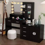 Tavolo da Trucco Illuminato Bianco/Nero con Cassetti, Monoposto