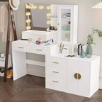 Tavolo da Trucco Illuminato Bianco/Nero con Cassetti, Monoposto