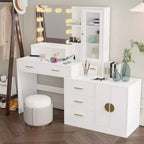 Tavolo da Trucco Illuminato Bianco/Nero con Cassetti, Monoposto