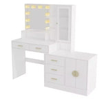 Tavolo da Trucco Illuminato Bianco/Nero con Cassetti, Monoposto