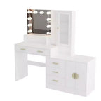 Tavolo da Trucco Illuminato Bianco/Nero con Cassetti, Monoposto