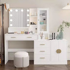Tavolo da Trucco Illuminato Bianco/Nero con Cassetti, Monoposto