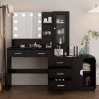 Tavolo da Trucco Illuminato Bianco/Nero con Cassetti, Monoposto