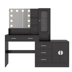 Tavolo da Trucco Illuminato Bianco/Nero con Cassetti, Monoposto