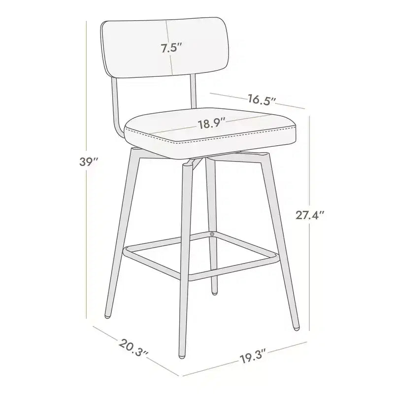 Sgabello da bar girevole ad altezza bancone Brown / Cloud, set da 2