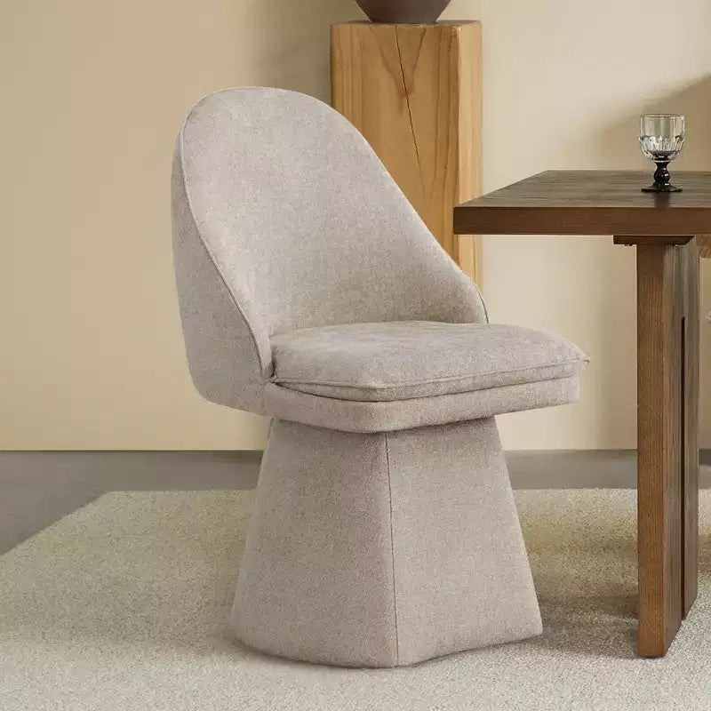 Spruce&Spring Swivel Dining Chair with High Curved Back & Conical Base