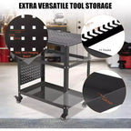 Tavolo per saldatura mobile nero/arancione con piano in acciaio 36x24, per 1 persona, capacità 1200 LB