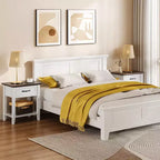 Comodino a 2 livelli con cassetto, grigio/bianco, singolo, tavolino con ripiano aperto