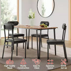 Set da pranzo quadrato 5 pezzi, marrone/grigio, per 4 persone