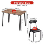 Set da pranzo quadrato 5 pezzi, marrone/grigio, per 4 persone