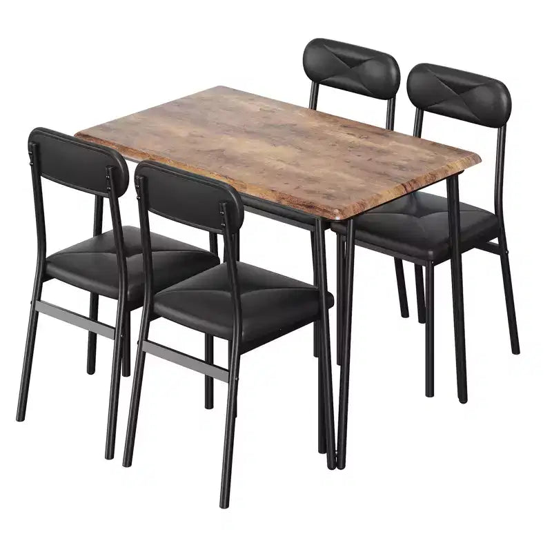 Set da pranzo quadrato 5 pezzi, marrone/grigio, per 4 persone