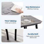 Set da Pranzo 3 Pezzi con 2 Panche, Colore Nero / Grigio / Retro, 4 Posti a Sedere