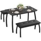 Set da Pranzo 3 Pezzi con 2 Panche, Colore Nero / Grigio / Retro, 4 Posti a Sedere