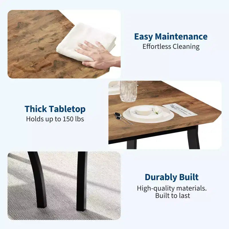 Set da Pranzo 3 Pezzi con 2 Panche, Colore Nero / Grigio / Retro, 4 Posti a Sedere