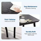 Set da Pranzo 3 Pezzi con 2 Panche, Colore Nero / Grigio / Retro, 4 Posti a Sedere
