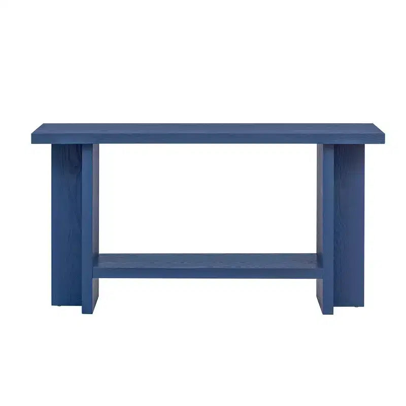 Tavolino console vintage Natural / Blu Navy a gamba singola per 1 persona