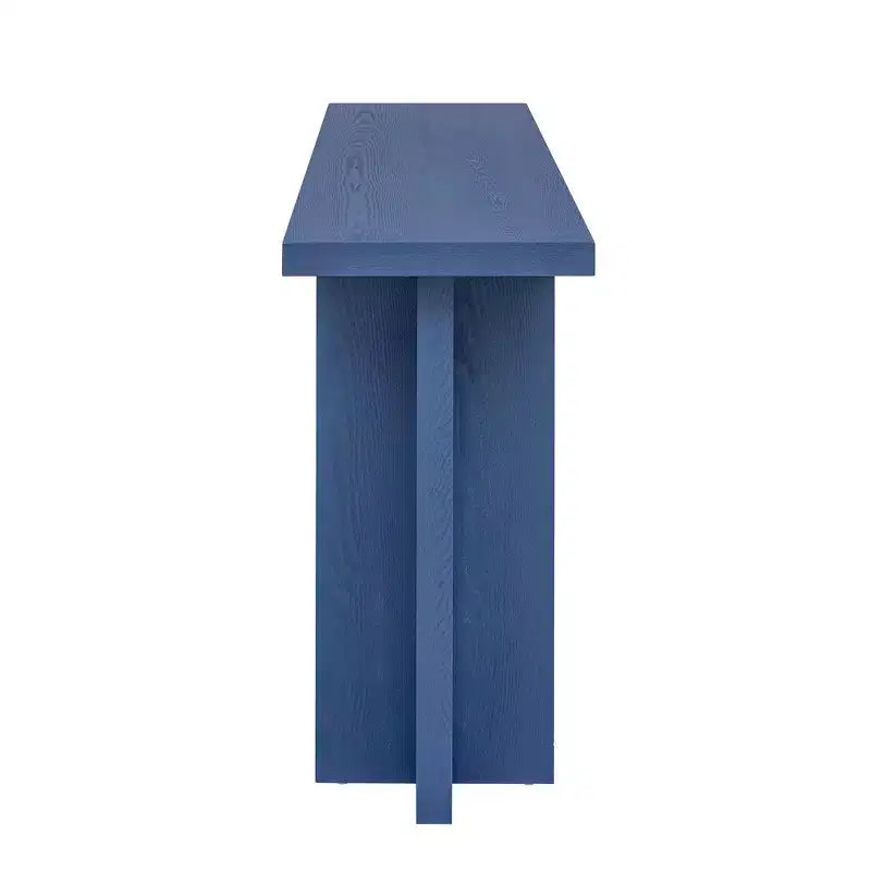 Tavolino console vintage Natural / Blu Navy a gamba singola per 1 persona