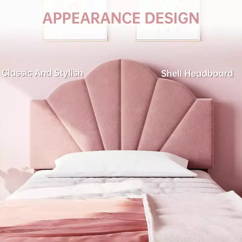 Struttura Letto Imbottita in Velluto Blu/Rosa, Testiera Regolabile, Nessuna Necessità di Rete a Molle – Singolo / Singolo XL, 1 Persona