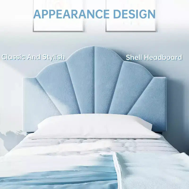 Struttura Letto Imbottita in Velluto Blu/Rosa, Testiera Regolabile, Nessuna Necessità di Rete a Molle – Singolo / Singolo XL, 1 Persona