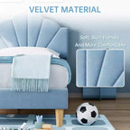 Struttura Letto Imbottita in Velluto Blu/Rosa, Testiera Regolabile, Nessuna Necessità di Rete a Molle – Singolo / Singolo XL, 1 Persona