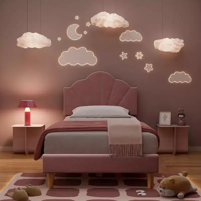 Struttura Letto Imbottita in Velluto Blu/Rosa, Testiera Regolabile, Nessuna Necessità di Rete a Molle – Singolo / Singolo XL, 1 Persona