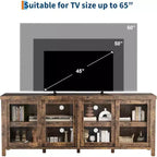 Mobile TV Moderno di Metà Secolo Retrò Grigio/Nero con 4 Ante Scorrevoli in Vetro, Adatto a TV fino a 65"