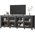 65 Inch TV Stand, Entertainment Center with Storage and 4 Sliding Glass Doors, Mid-Century Modern Media TV Console Table for Living Room