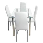 Sedia da pranzo in similpelle nera, senza braccioli, set da 4