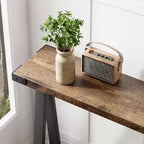 Tavolo Consolle Stretto a 2 Ripiani Marrone/Grigio, Stile Rustico, Struttura in Metallo e MDF