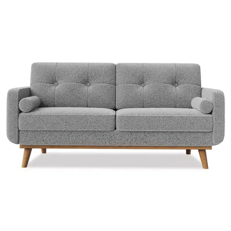 Divanetto in lino capitonné | 2 posti | Verde / Grigio / Bianco sporco