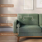 Divanetto in lino capitonné | 2 posti | Verde / Grigio / Bianco sporco