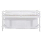 Letto a soppalco basso singolo per bambini con cassetti, armadio e mensole – Espresso / Grigio / Bianco