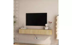 Mobile TV sospeso in legno marrone, montaggio a parete, LED 16 colori, 1–2 persone, per TV 55–65", 174,7 cm
