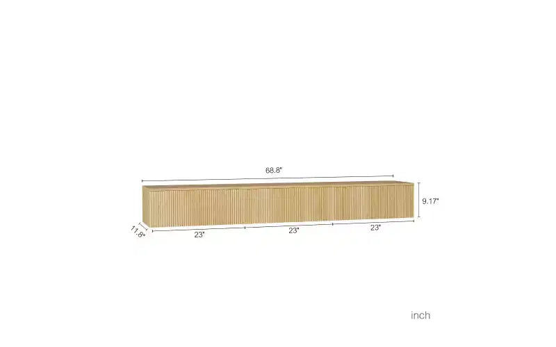 Mobile TV sospeso in legno marrone, montaggio a parete, LED 16 colori, 1–2 persone, per TV 55–65", 174,7 cm