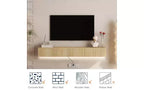 Mobile TV sospeso in legno marrone, montaggio a parete, LED 16 colori, 1–2 persone, per TV 55–65", 174,7 cm